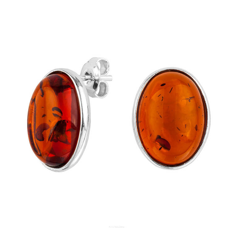 KOLCZYKI SREBRNO BURSZTYNOWE