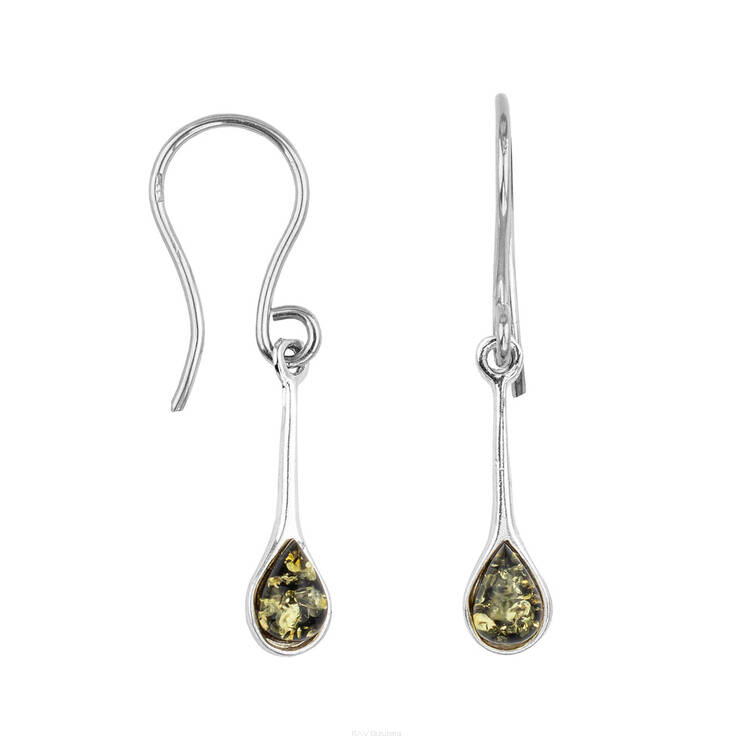 KOLCZYKI SREBRNE Z BURSZTYNEM