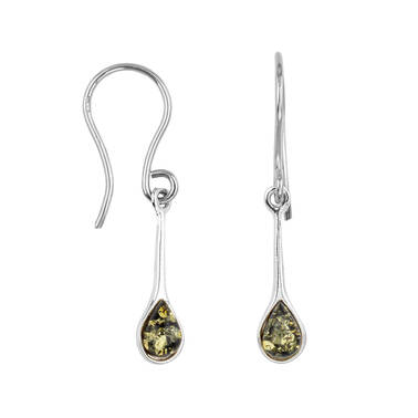 KOLCZYKI SREBRNE Z BURSZTYNEM