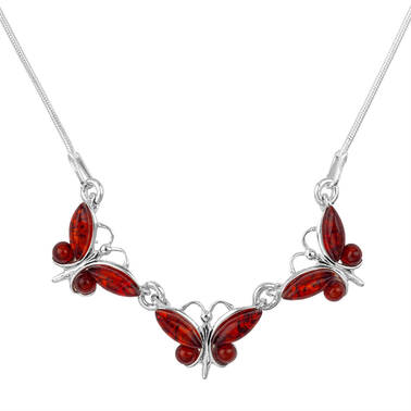 NASZYJNIK SREBRNY Z BURSZTYNEM