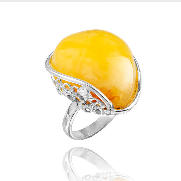 PIERŚCIONEK SREBRO Z BURSZTYNEM