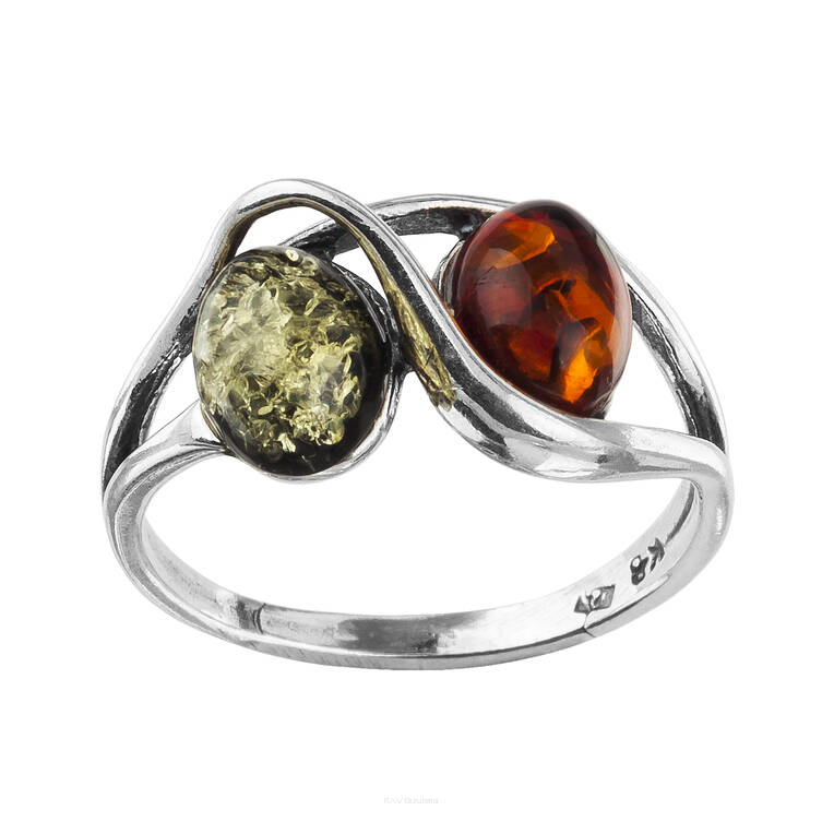 PIERŚCIONEK SREBRO Z BURSZTYNEM