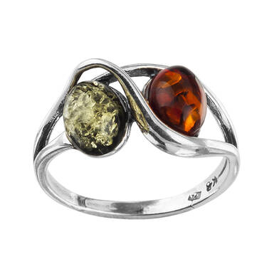 PIERŚCIONEK SREBRO Z BURSZTYNEM