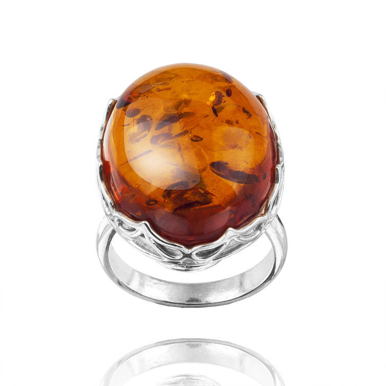 PIERŚCIONEK SREBRO Z BURSZTYNEM