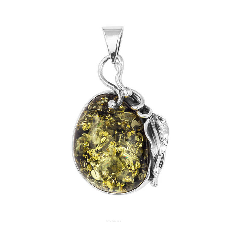 WISIOR UNIKATOWY SREBRNO BURSZTYNOWY