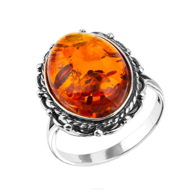 PIERŚCIONEK SREBRO Z BURSZTYNEM