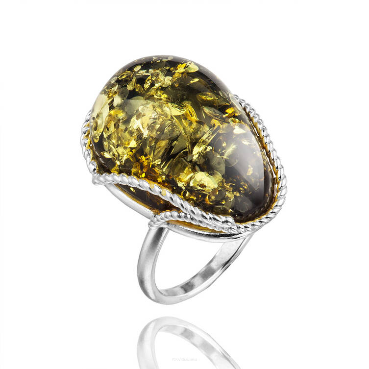 PIERŚCIONEK SREBRO Z BURSZTYNEM