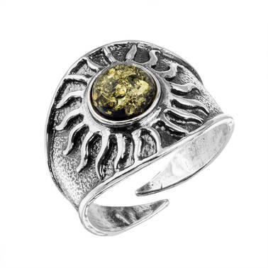 PIERŚCIONEK SREBRNY Z BURSZTYNEM