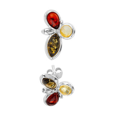 KOLCZYKI SREBRNE Z BURSZTYNEM