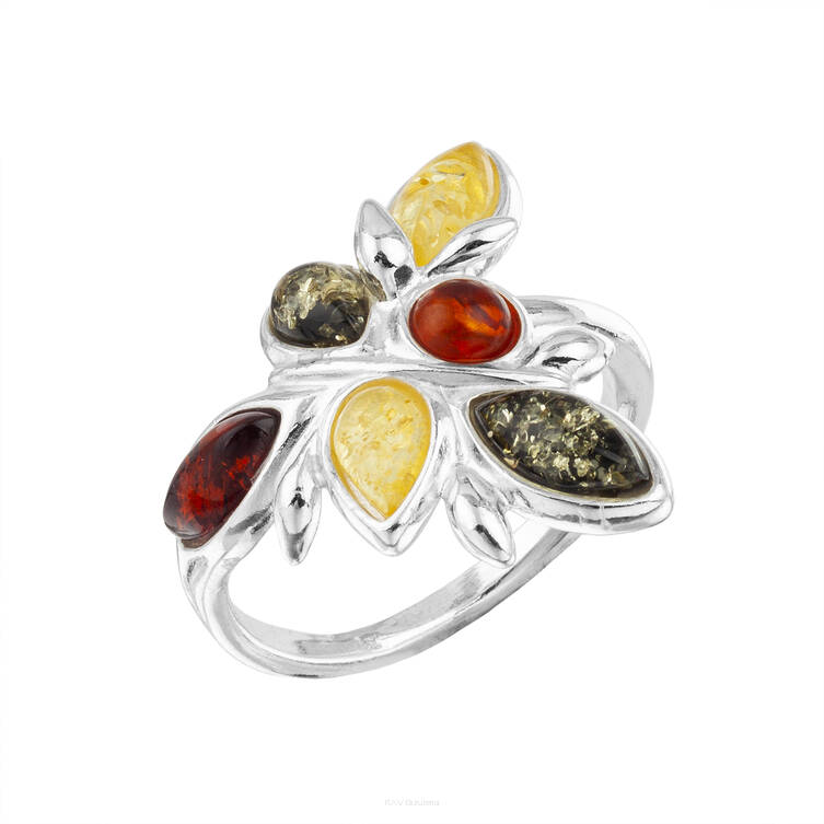 PIERŚCIONEK SREBRNY Z BURSZTYNEM