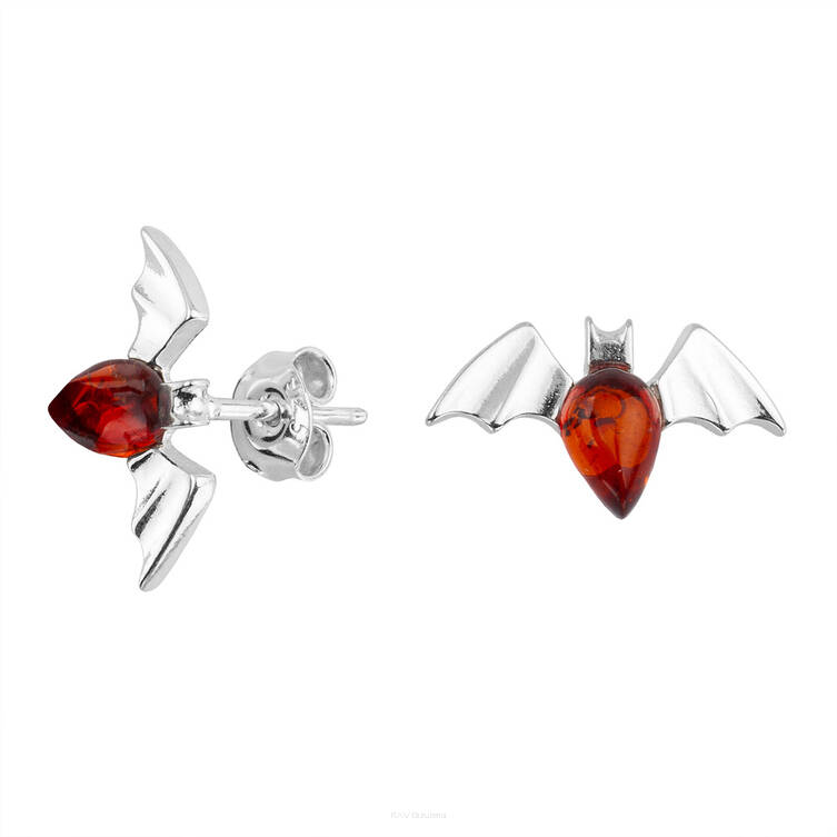 KOLCZYKI SREBRNE Z BURSZTYNEM 