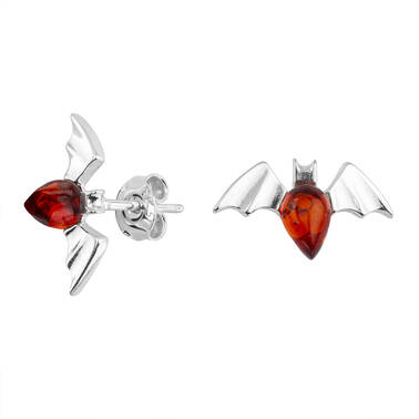 KOLCZYKI SREBRNE Z BURSZTYNEM 