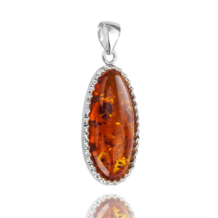 WISIOREK SREBRNY Z BURSZTYNEM