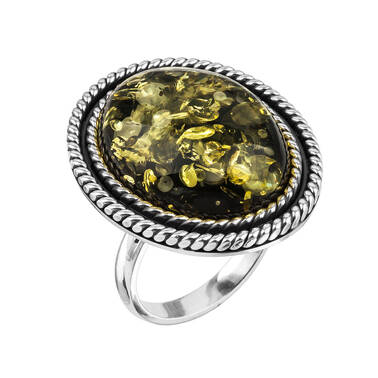 PIERŚCIONEK SREBRO Z BURSZTYNEM