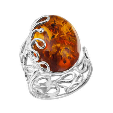 PIERŚCIONEK SREBRO Z BURSZTYNEM