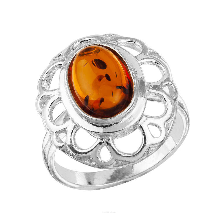 PIERŚCIONEK SREBRO Z BURSZTYNEM