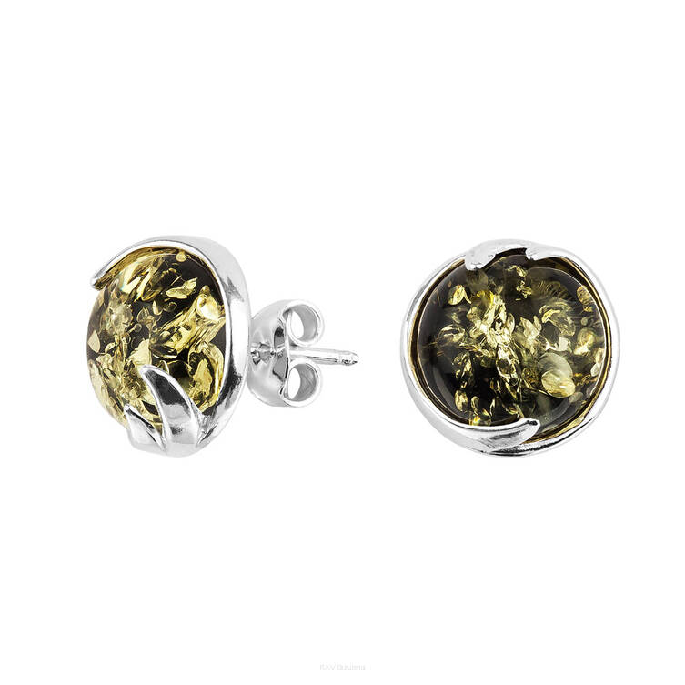 KOLCZYKI SREBRNE  Z BURSZTYNEM