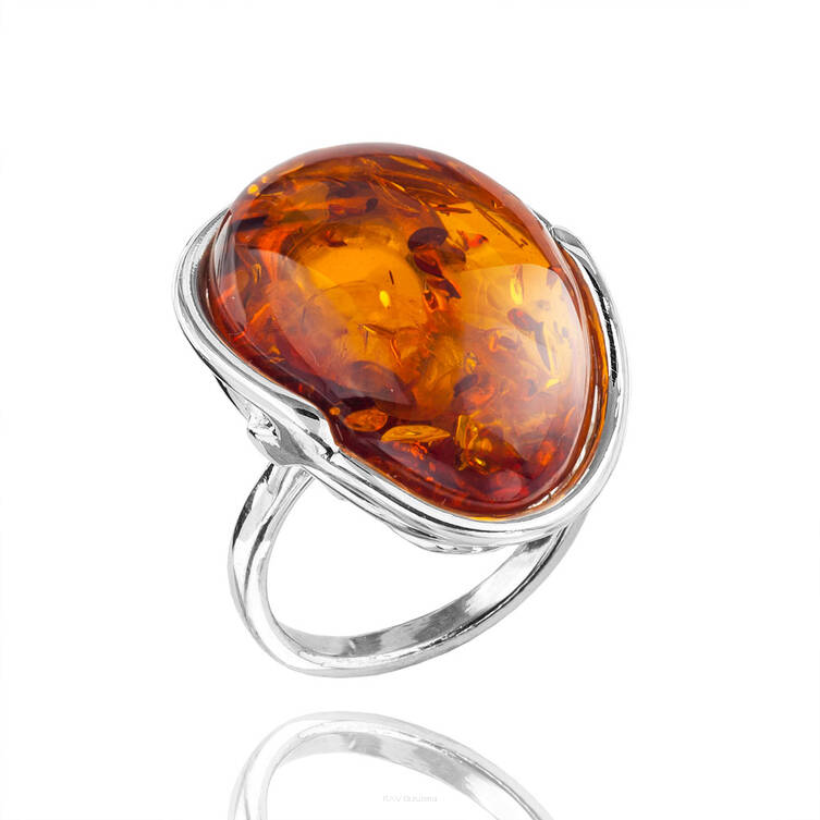 PIERŚCIONEK SREBRO Z BURSZTYNEM