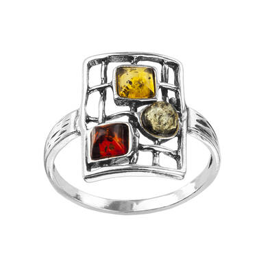 PIERŚCIONEK SREBRO Z BURSZTYNEM