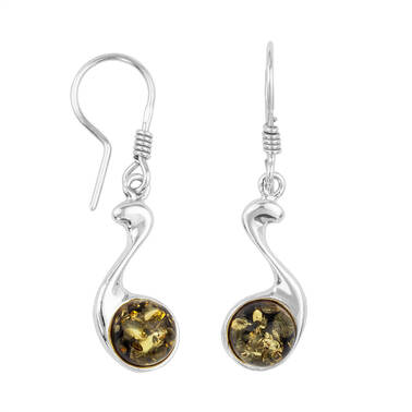 KOLCZYKI SREBRNE Z BURSZTYNEM