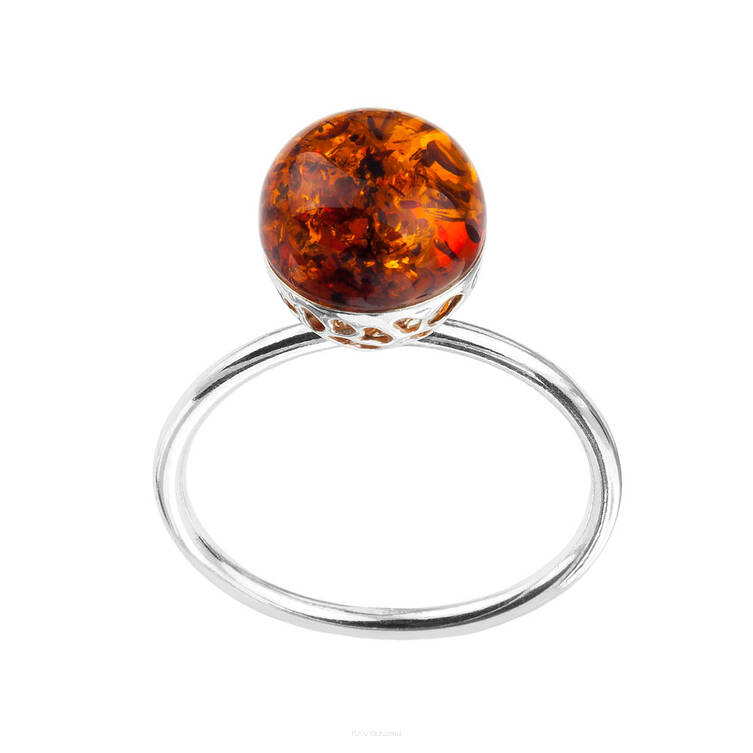 PIERŚCIONEK SREBRO Z BURSZTYNEM