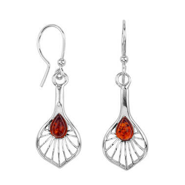 KOLCZYKI SREBRNE Z BURSZTYNEM