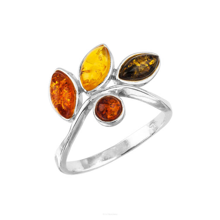 PIERŚCIONEK SREBRO Z BURSZTYNEM