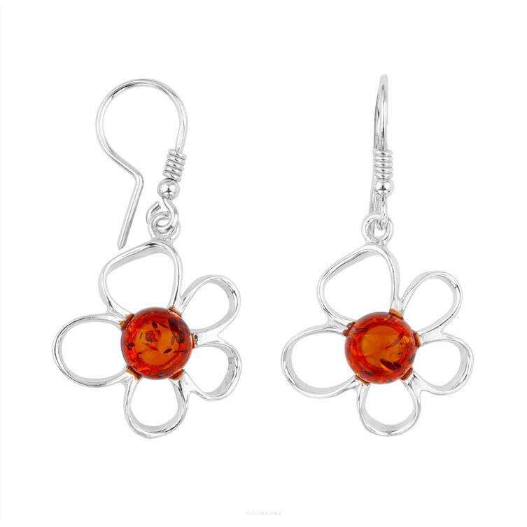 KOLCZYKI SREBRNE Z BURSZTYNEM