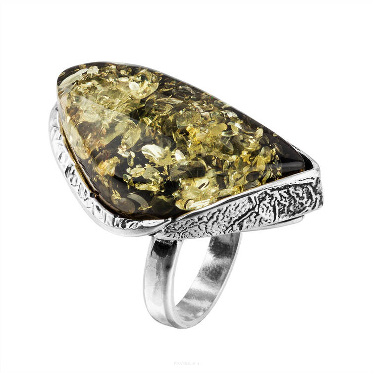 PIERŚCIONEK SREBRNY Z BURSZTYNEM