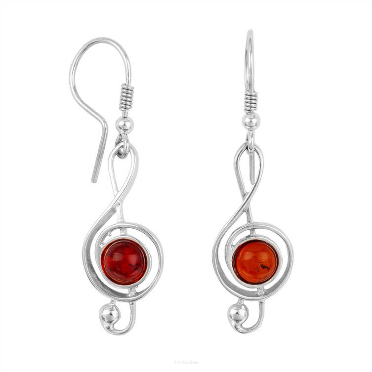 KOLCZYKI SREBRNE Z BURSZTYNEM