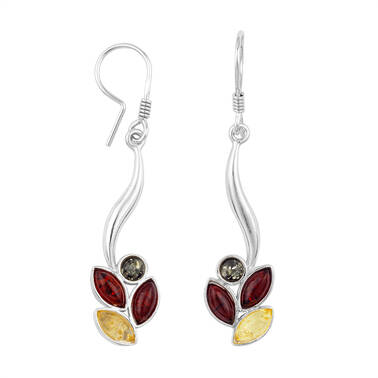 KOLCZYKI SREBRNE Z BURSZTYNEM