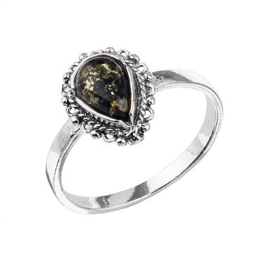PIERŚCIONEK SREBRNY Z BURSZTYNEM