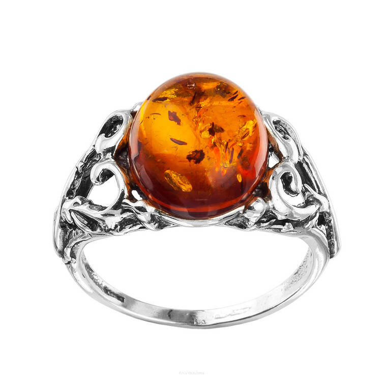 PIERŚCIONEK SREBRO Z BURSZTYNEM