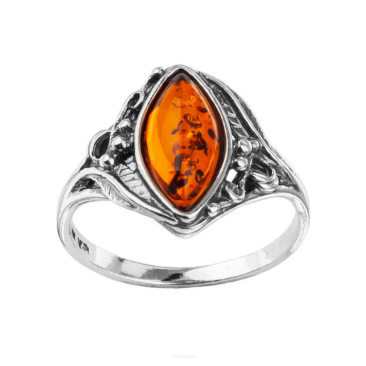 PIERŚCIONEK SREBRO Z BURSZTYNEM