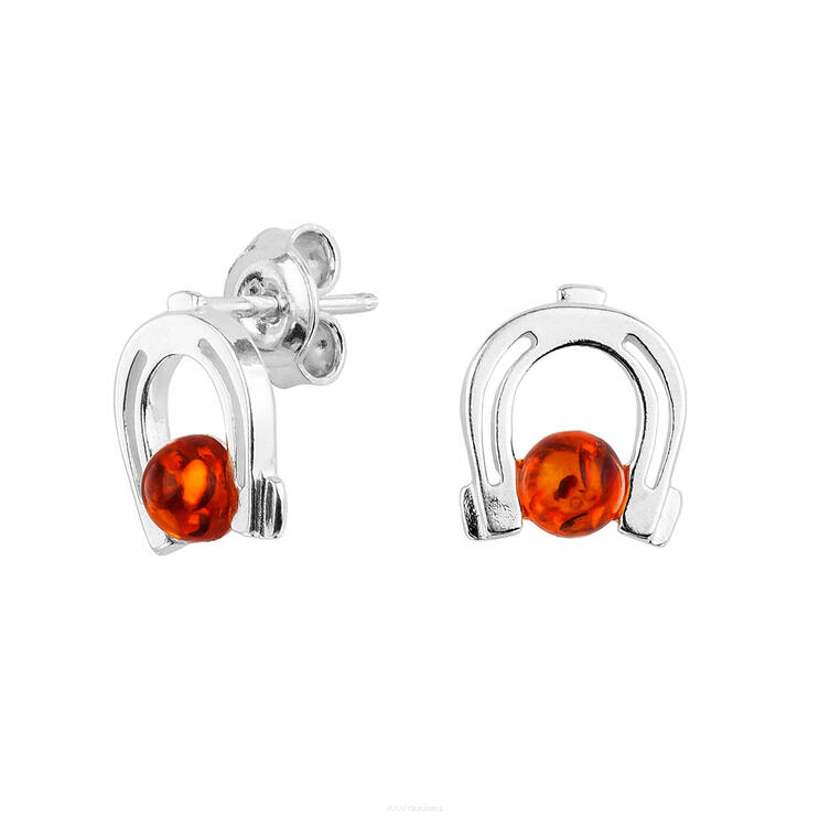 KOLCZYKI SREBRNE  Z BURSZTYNEM