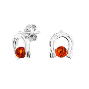 KOLCZYKI SREBRNE  Z BURSZTYNEM