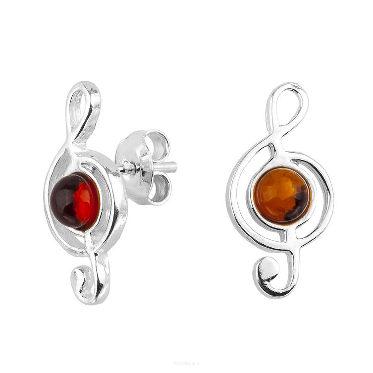 KOLCZYKI SREBRNE Z BURSZTYNEM