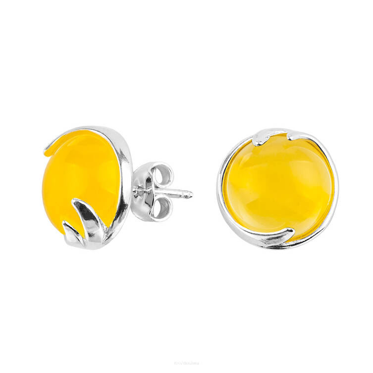 KOLCZYKI SREBRNE  Z BURSZTYNEM