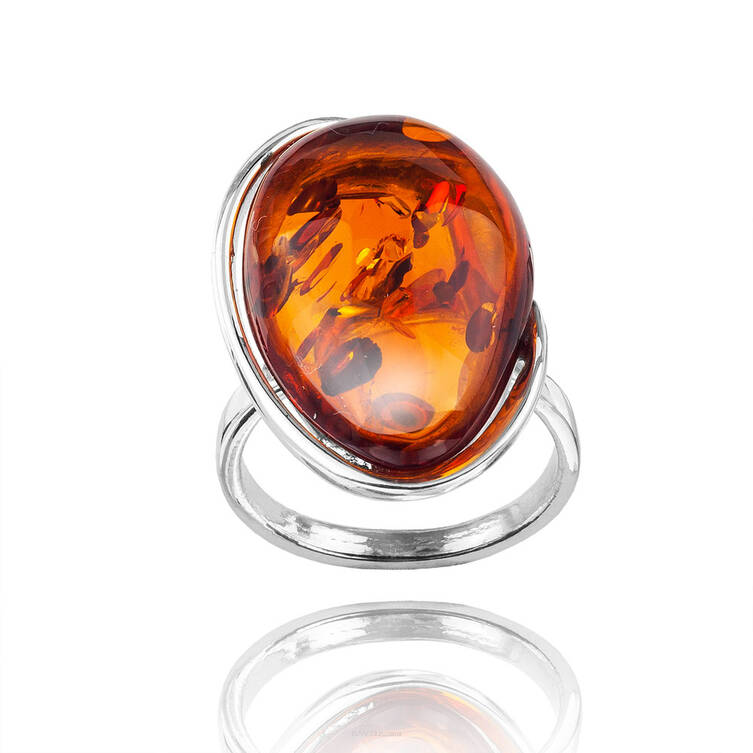 PIERŚCIONEK SREBRO Z BURSZTYNEM