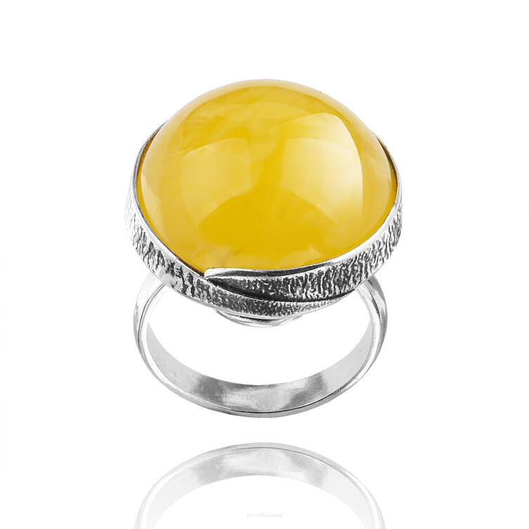 PIERŚCIONEK SREBRO Z BURSZTYNEM