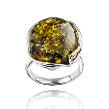PIERŚCIONEK SREBRO Z BURSZTYNEM