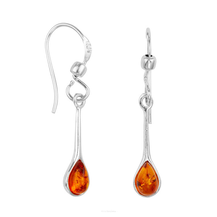 KOLCZYKI SREBRNE Z BURSZTYNEM