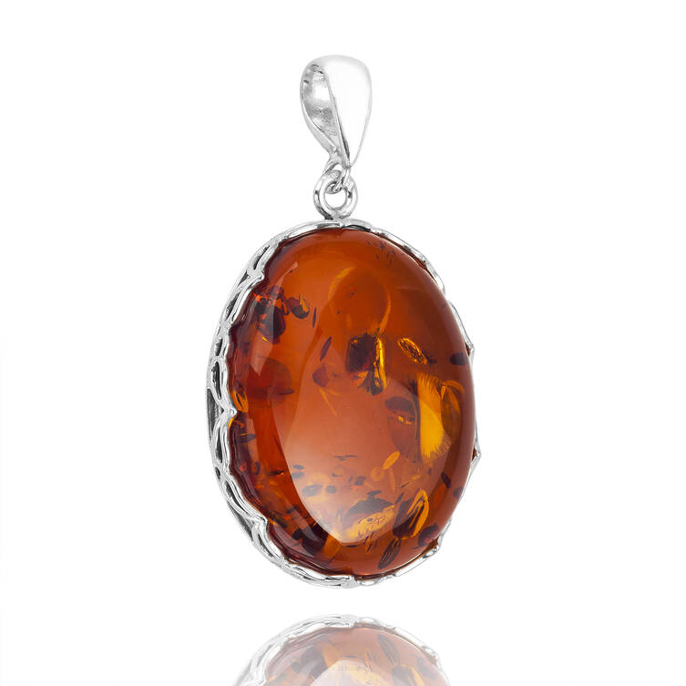 WISIOREK SREBRNY Z BURSZTYNEM