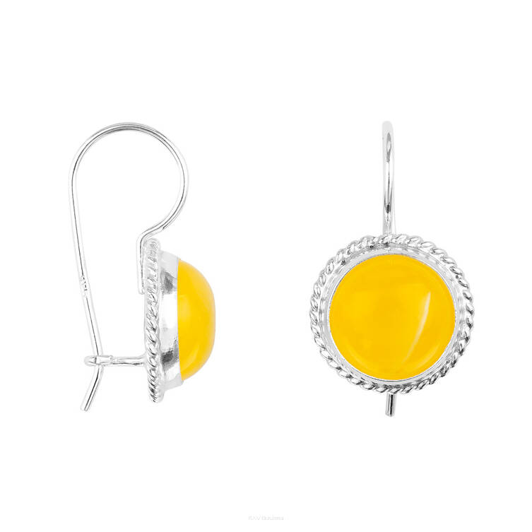 KOLCZYKI SREBRNE  Z BURSZTYNEM