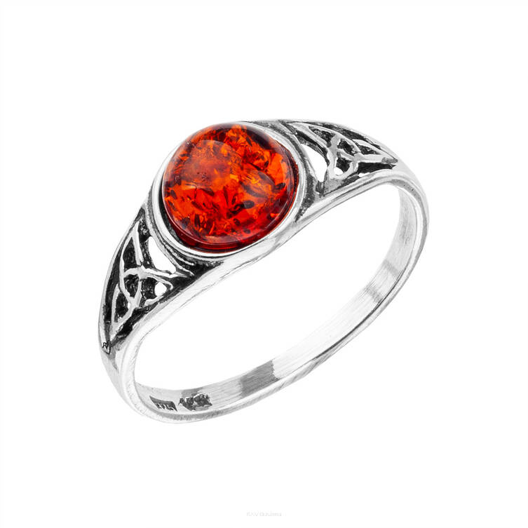 PIERŚCIONEK SREBRNY Z BURSZTYNEM