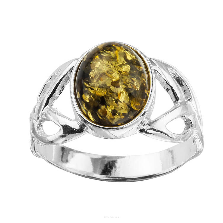 PIERŚCIONEK SREBRO Z BURSZTYNEM