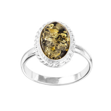 PIERŚCIONEK SREBRO Z BURSZTYNEM