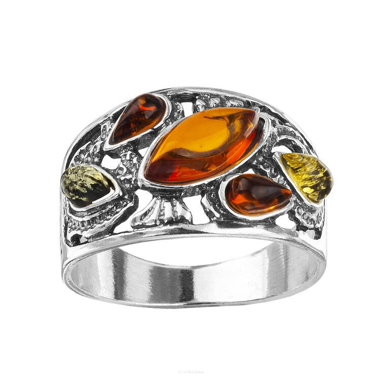 PIERŚCIONEK SREBRO Z BURSZTYNEM